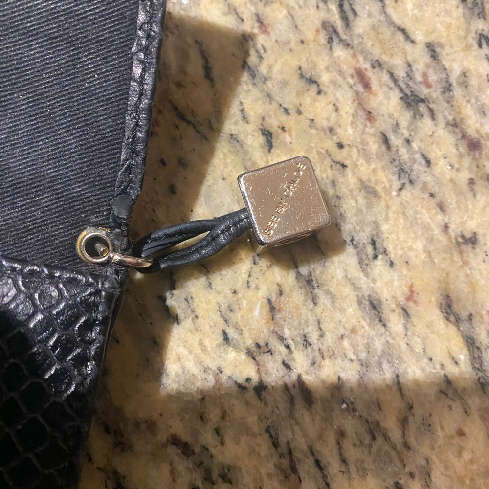Black Textured Clutch with Silver Accent